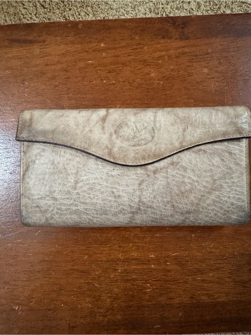 Buxton Taupe Distressed Leather Envelope Wallet